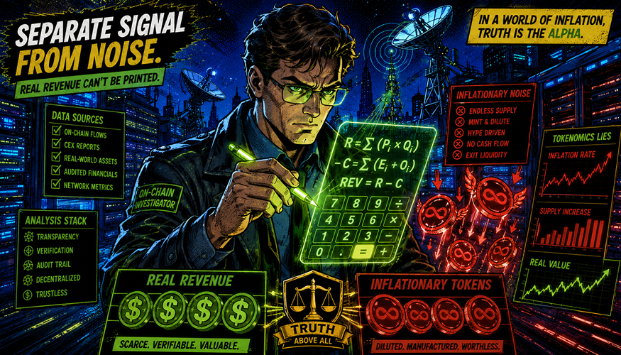 American comic book style illustration showing an investor calculating real yield for a DePIN hardware network.