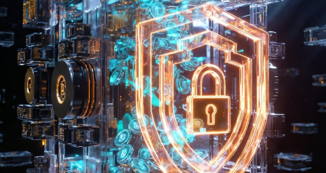 Conceptual illustration of Multi-Party Computation and enterprise institutional crypto custody architecture.