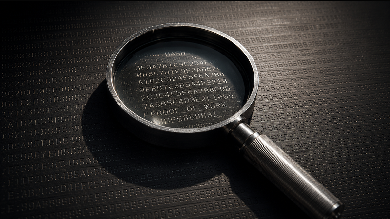 Editorial macro photograph representing the strict auditing process of liquid restaking smart contracts and cryptographic code.