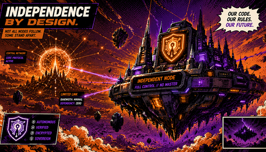 American comic book style artwork displaying the modular infrastructure of sovereign app chains in Web3